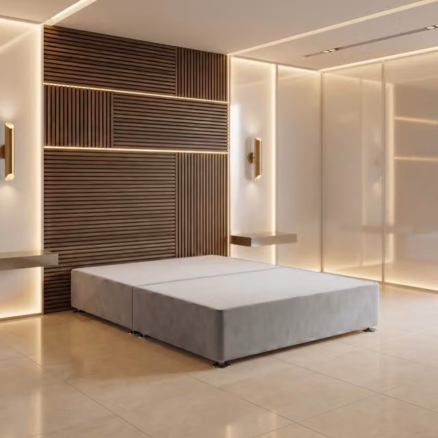 Somnior Beds Ltd Silver Plush Velvet Divan Bed Base with Drawers, W/D/H: 180 x 200 x 30.5 cm