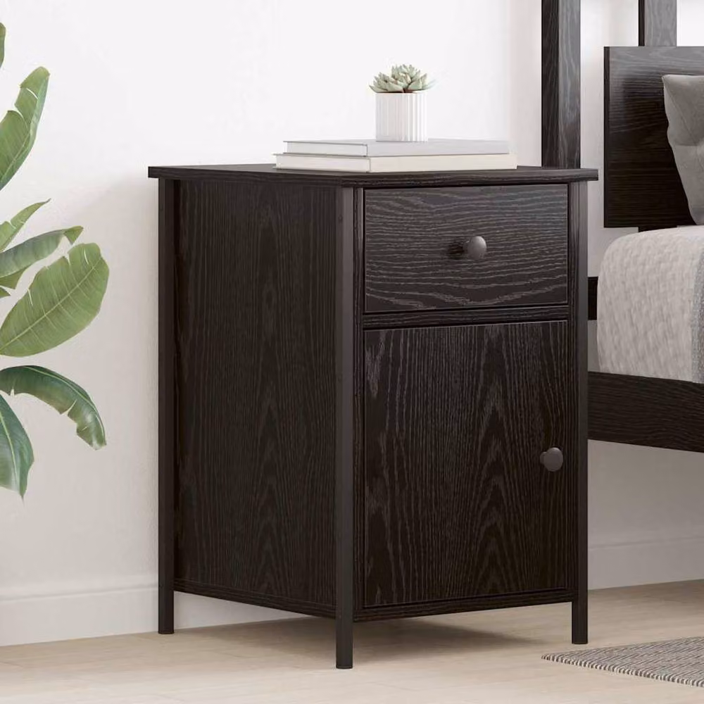 Berkfield Home Set of 2 Black Oak Bedside Cabinets, W/D/H: 40 x 42 x 60 cm – 2