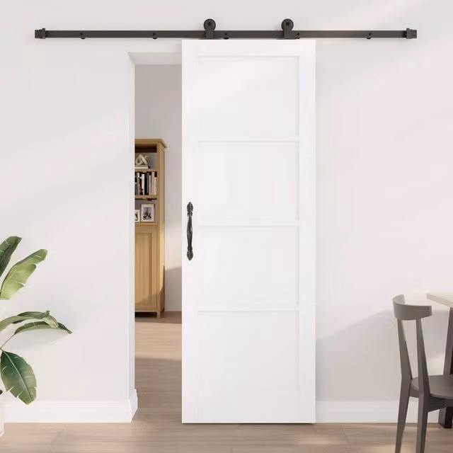 Berkfield Home Orkdal Modern White Lacquered Solid Wood Pine Sliding Door with Hardware Set
