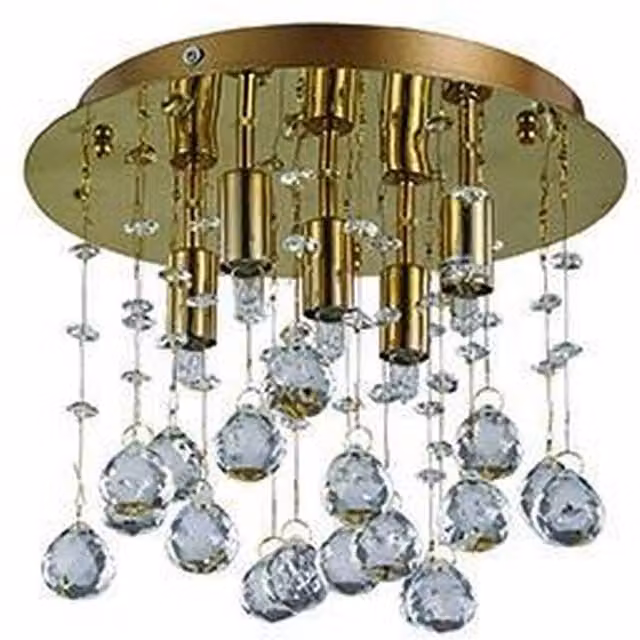 Ideal Lux Moonlight 5 Light Crystal and Metal Ceiling Pendant in Gold/Brass