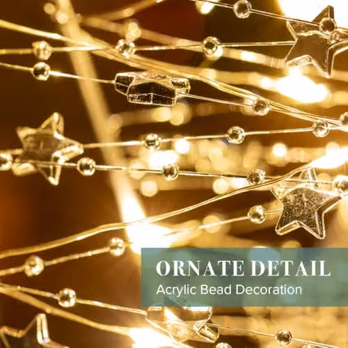 The Christmas Workshop Metal Christmas Star Light in White with LED Lights and Reflective Acrylic Beads, W/H: 50 x 50 cm – 2