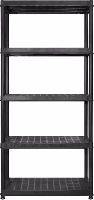 Berkfield Home 5-Tier Plastic Storage Shelf, Black, W/D/H: 340 x 40 x 185 cm – 1