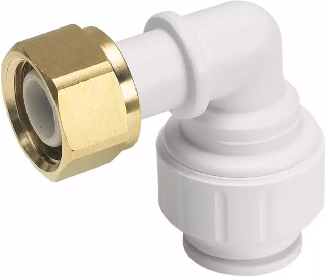 John Guest Bent Tap Connector 15mm x 1/2 inch, White (Pack of 2)