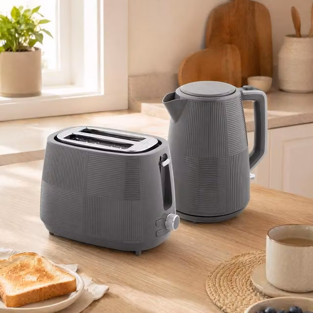 STILVORA Kettle and Toaster Set in Grey with 1.7L Kettle – 1