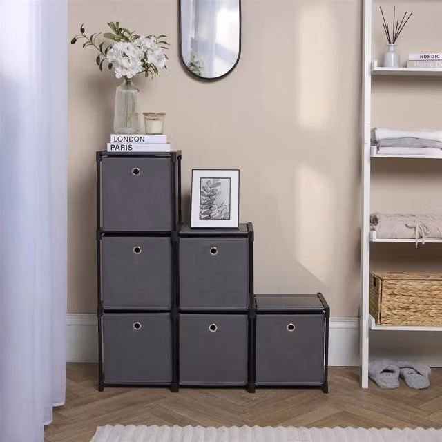 OHS Grey Fabric Cube Drawer Storage Rack, Width: 59 cm