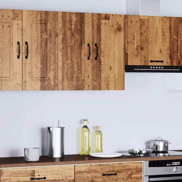 Berkfield Home Kalmar Kitchen Wall Cabinet in Old Wood Brown – 1