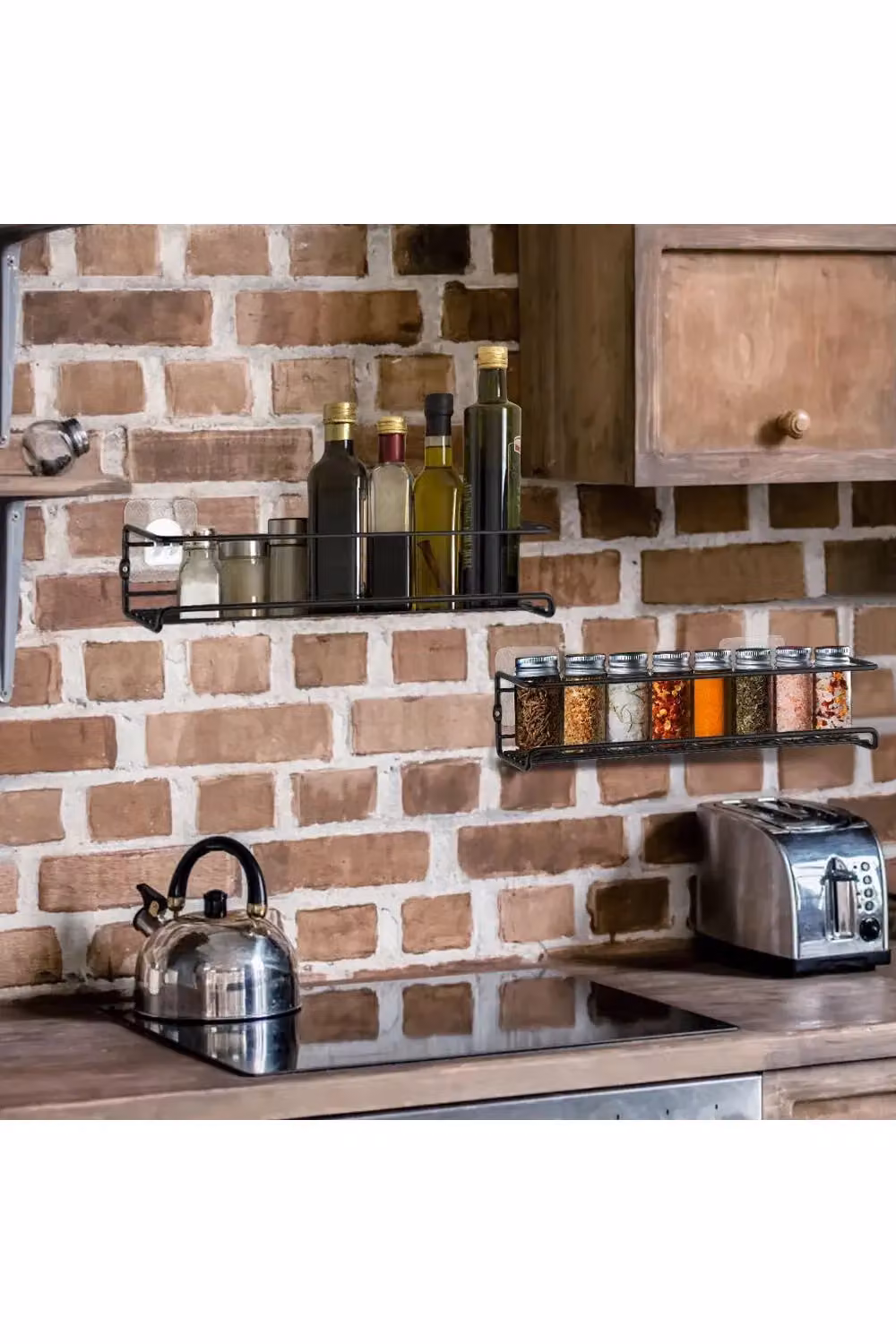 Living and Home Set of 4 Black Metal Wire Wall Mounted Spice Racks – 2