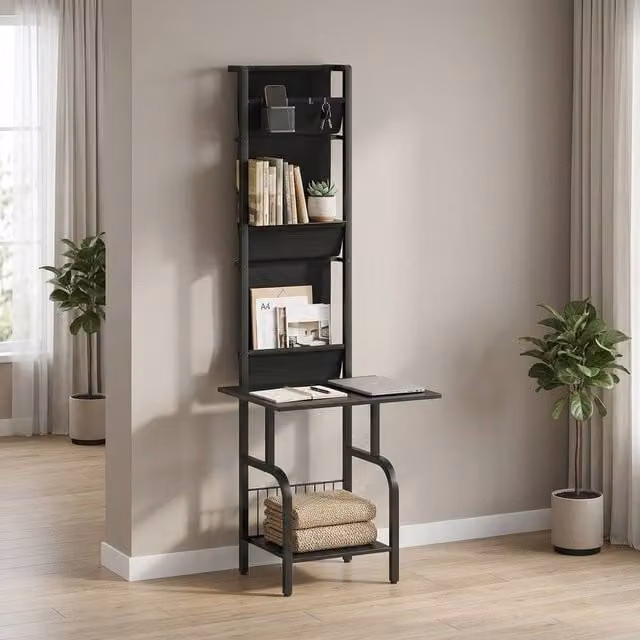 STILVORA Record Player Stand with Vinyl and CD Storage in Black, W/D/H: 144.0 x 50.0 x 48.5 cm