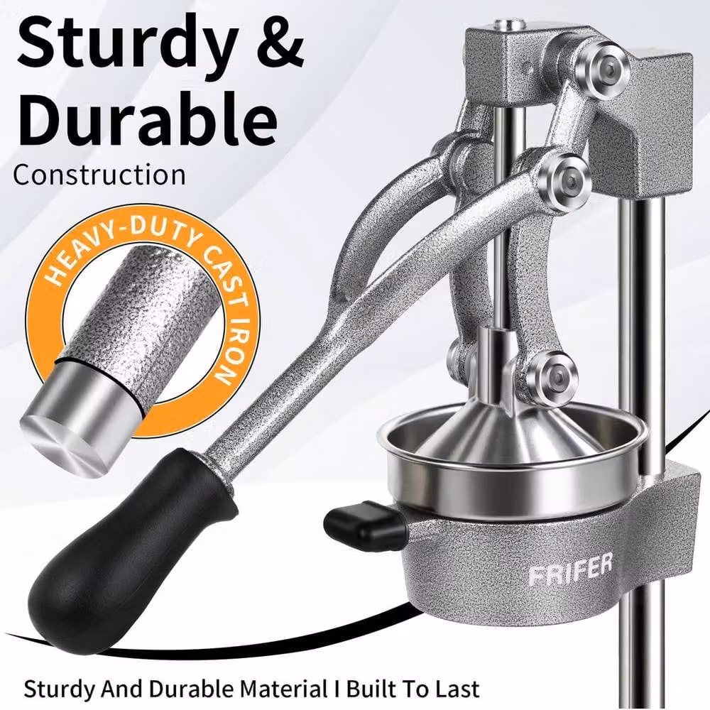 Kelvenix Commercial Grade Manual Citrus Press in Grey and Black with Ergonomic Grip and Cast Iron and Stainless Steel Construction – 4