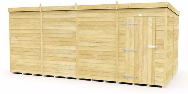 Buttercup Farm Brown Pent Shed with Single Door and No Window, W: 474 cm, D: 231 cm, H: 201 cm