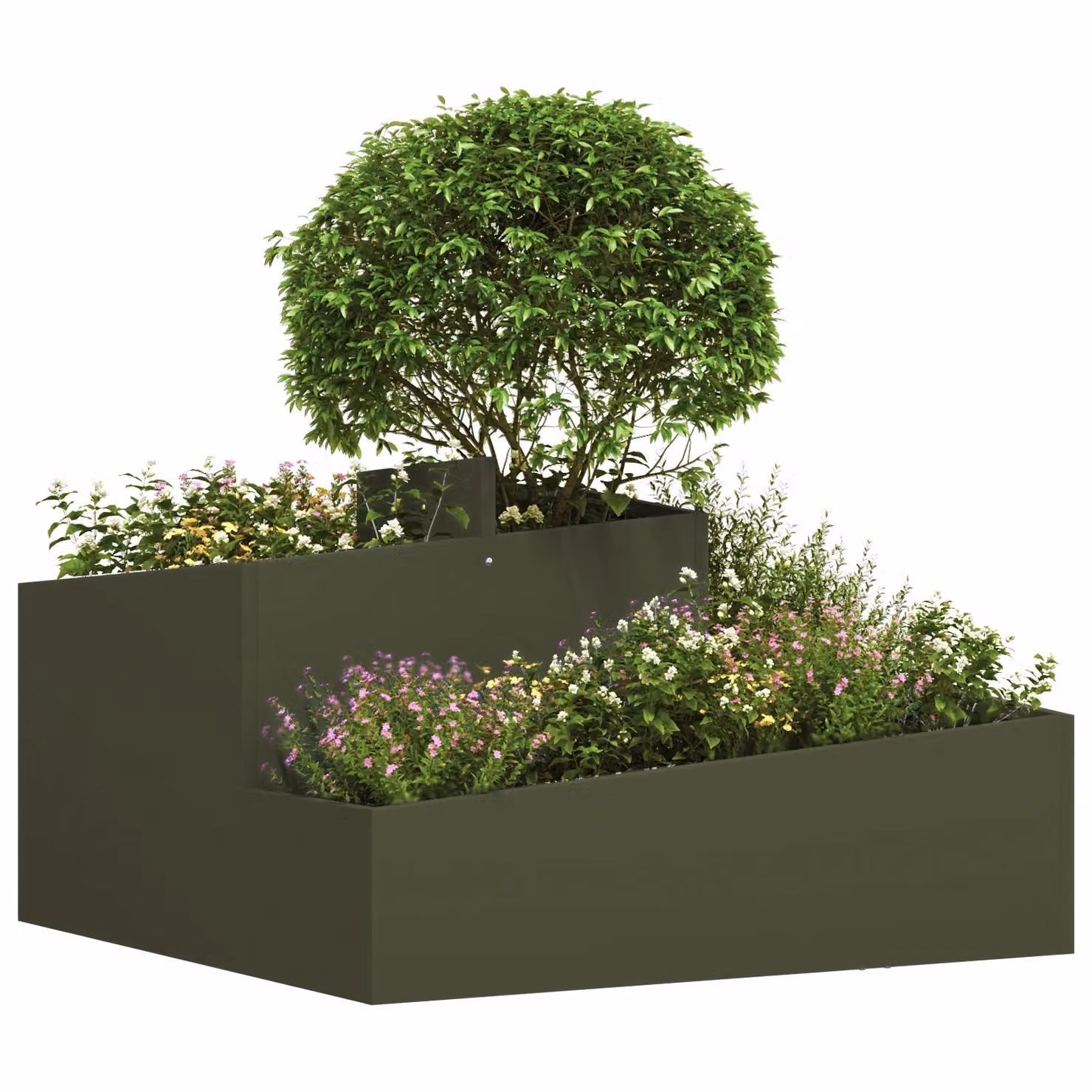 Berkfield Home Green Steel Planter Tub W: 80 cm, D: 80 cm, H: 50 cm – 3