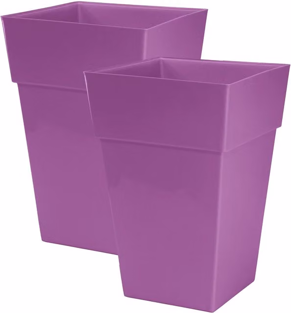 Simpa Moda Milano 28L Gloss Plastic Planter Tubs, Set of 2, Purple, H 46 x W 31 x D 31 cm – 1