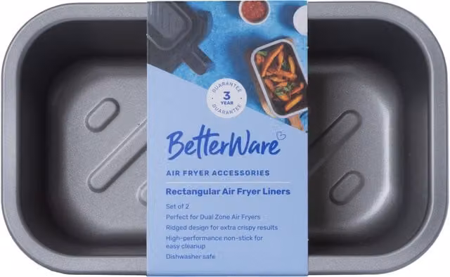 Betterware Set of 2 Non-Stick Rectangular Multi-Use Air Fryer Tins, Grey