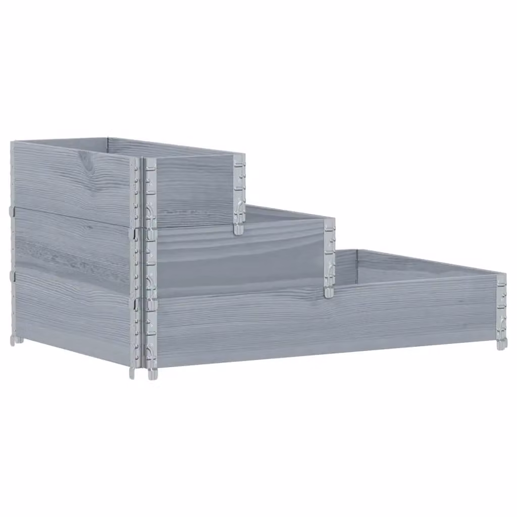 Berkfield Home 3-Tier Raised Bed in Grey Solid Wood and Galvanised Steel, W: 120 cm, D: 80 cm – 2