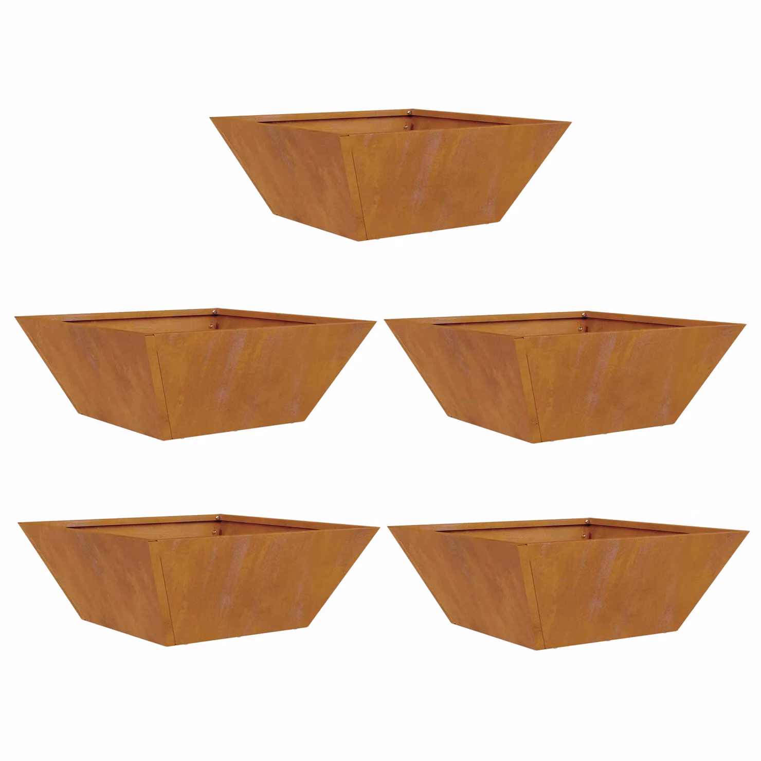 Berkfield Home Garden Bowl Planter Set of 5 in Multicolour Weathering Steel, W/D/H: 40 x 40 x 15 cm – 2
