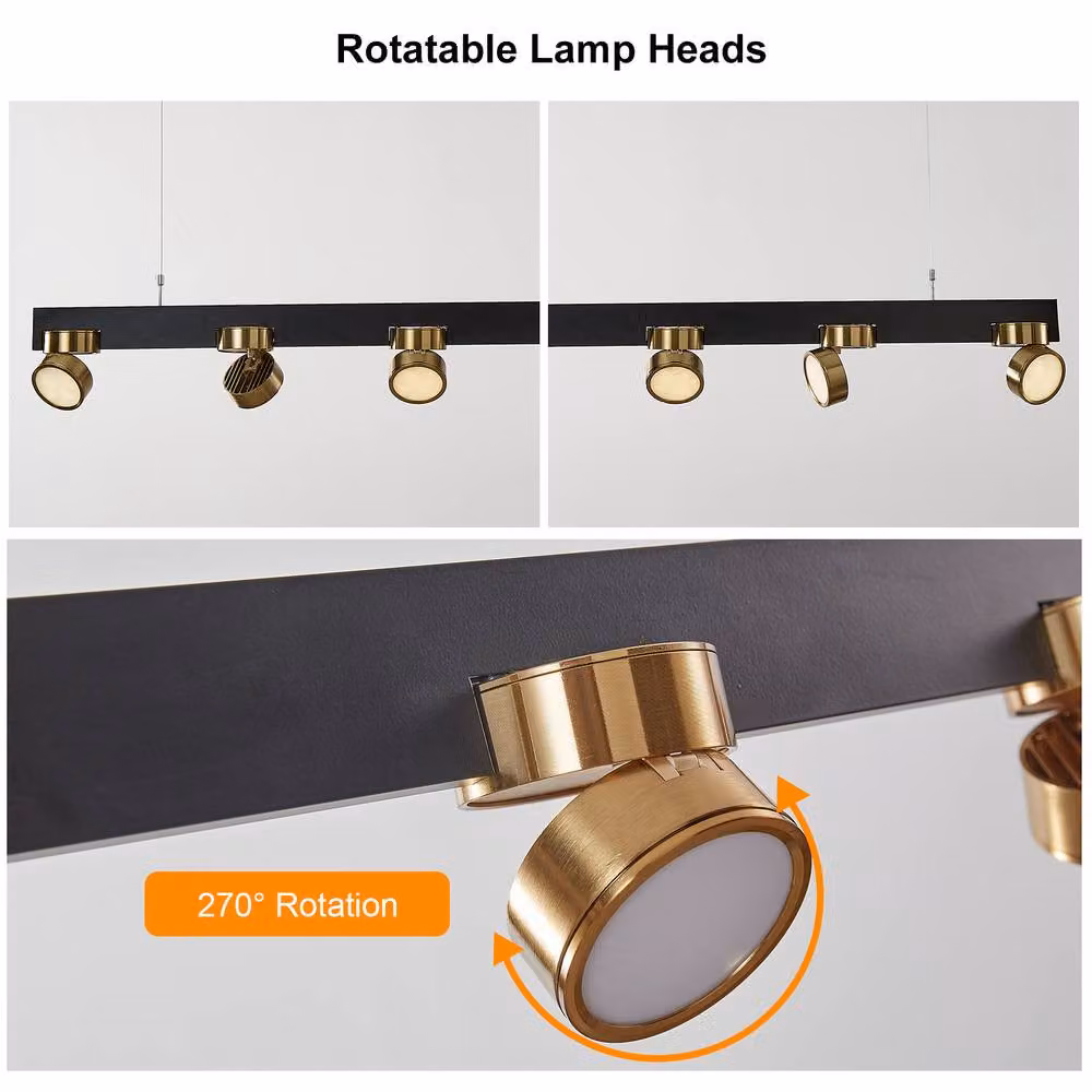 NIVOR 5 Light Modern Linear LED Pendant for Kitchen Islands and Bars in Gold/Brass or Black – 5