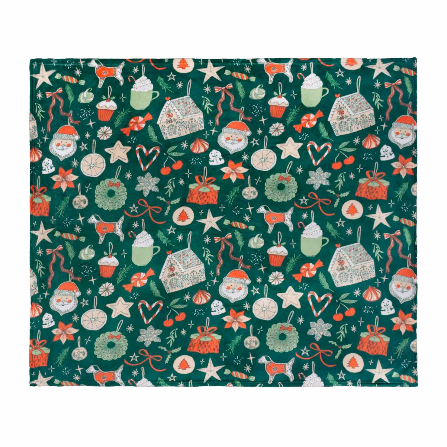 Duvet Day Festive Treats Green Fleece Throw, W: 130 cm, D: 150 cm – 3