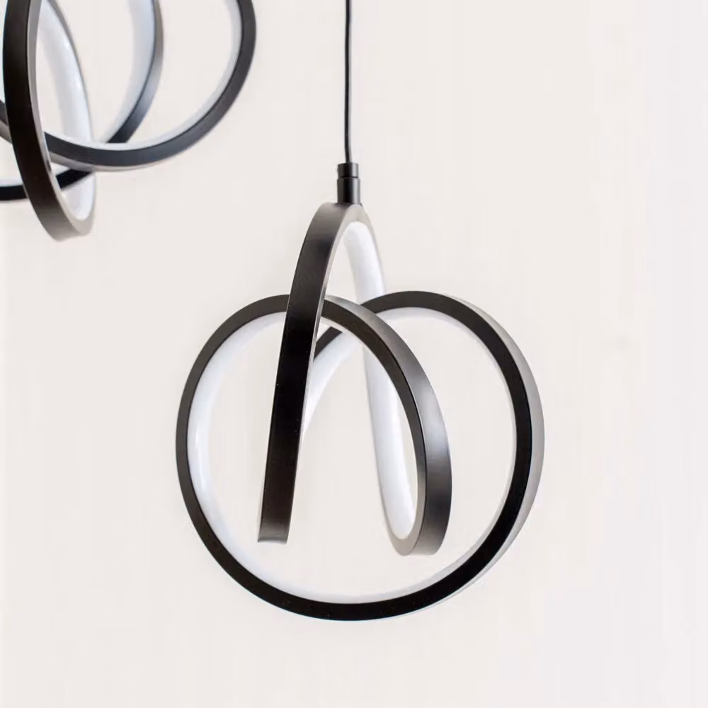 ValueLights Infinity Black 3 Drop Hoops Integrated LED Ceiling Flush Pendant Light – 2