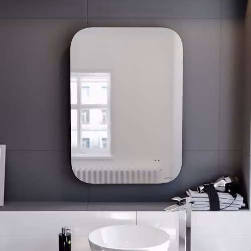 Nes Home Silver Motion Sensor LED Bathroom Mirror with Shaver Socket and Demister, W: 50 cm, H: 70 cm – 2