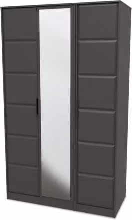 Welcome New York 3 Door Tall Mirrored Triple Wardrobe in Grey