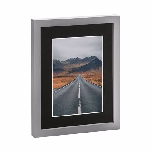 Nicola Spring Single Rectangular Photo Frame in Grey with Black and White Mounts