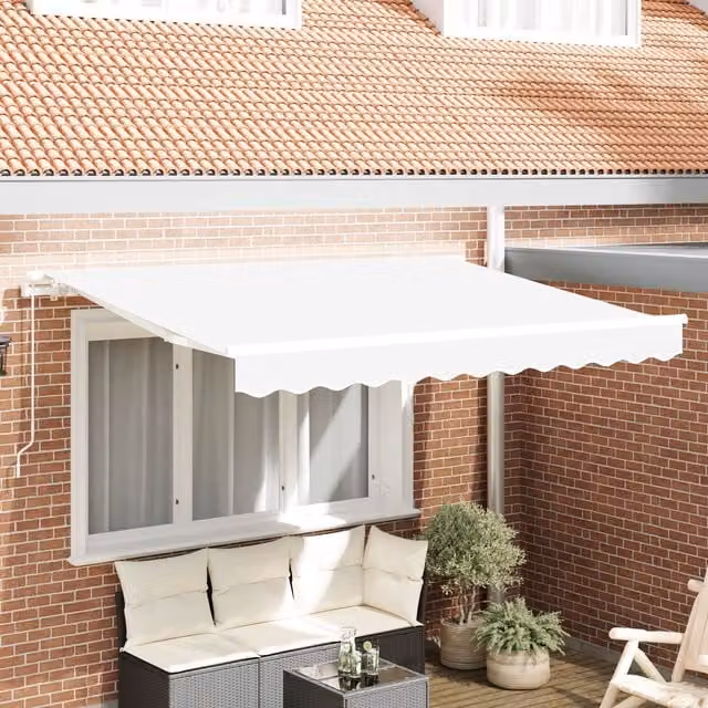 Berkfield Home White Polyester Awning Replacement Fabric, W: 350 cm, D: 245 cm – 1