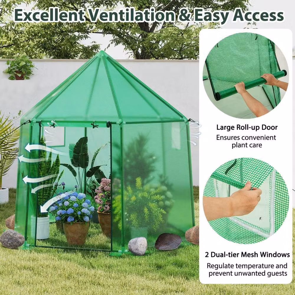VOGREX Portable Walk-in Greenhouse in Green, W/D/H: 198 x 172 x 190 cm – 3