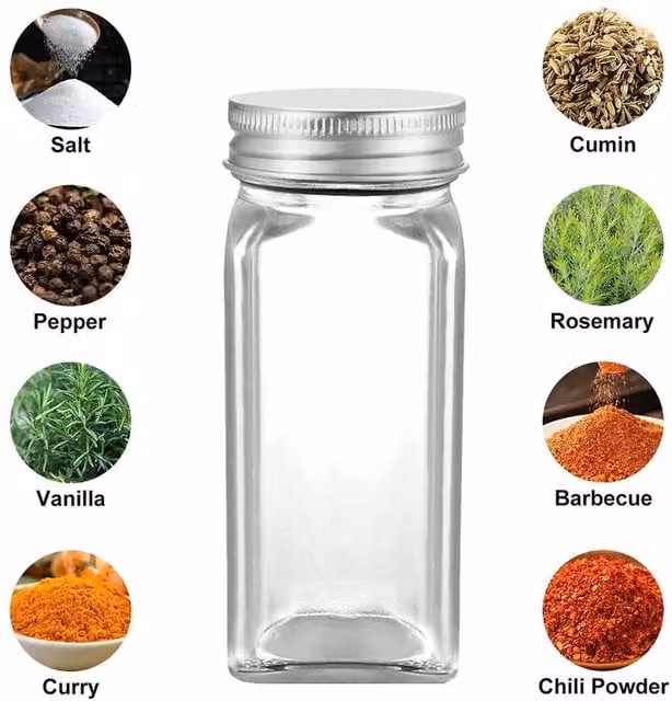 NESTLUNE 36-Piece Glass Spice Jar Set with Shaker Lids in Clear, W/D/H: 100 x 15 x 15 cm