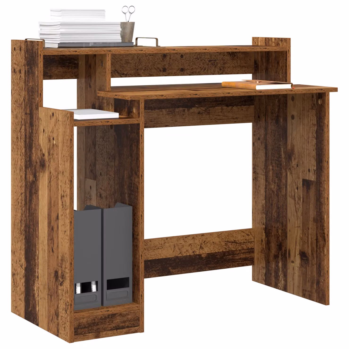 Berkfield Modern Writing Desk with Storage Shelf in Brown Engineered Wood – 2