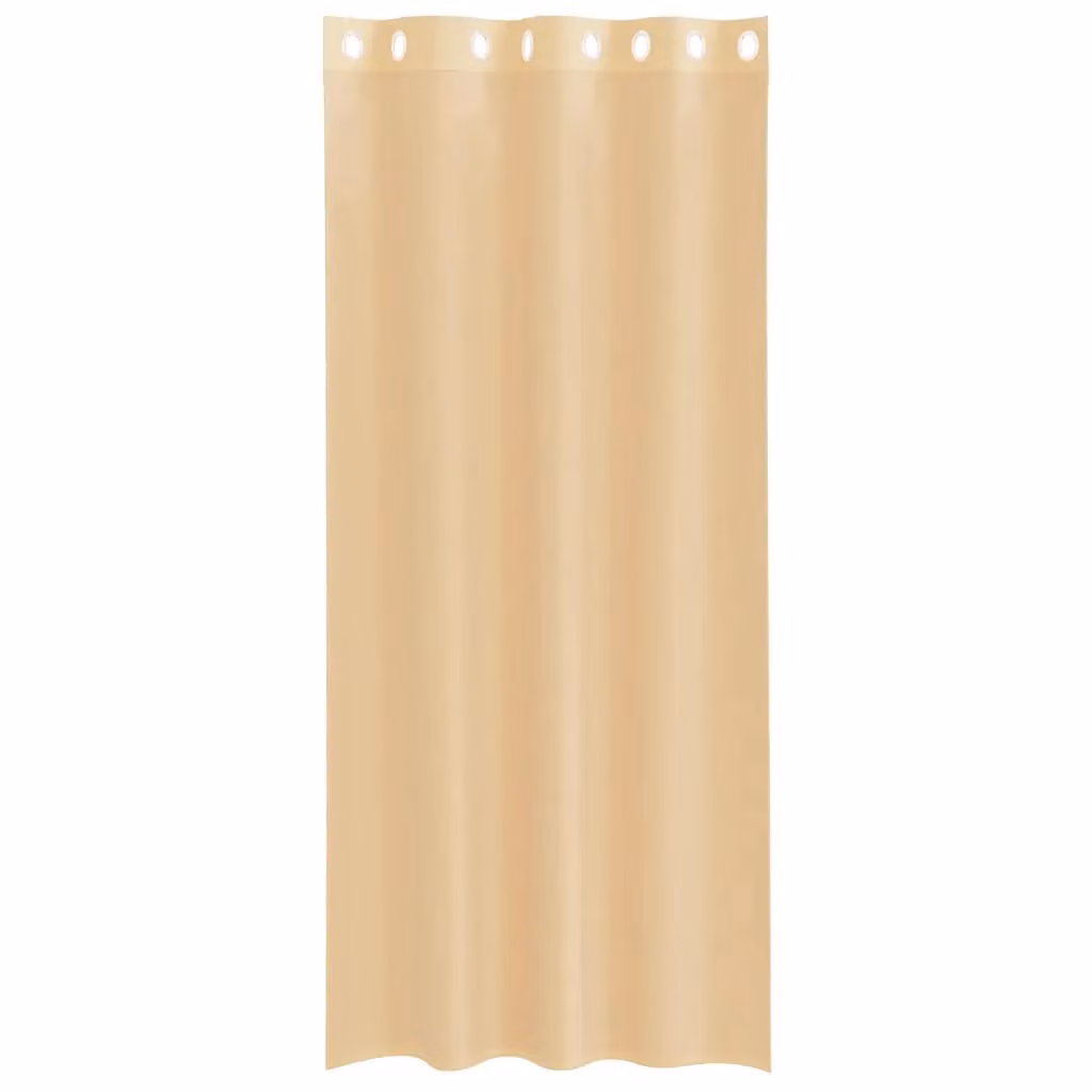 Berkfield Home Sand and Brown Voile Fabric Panel Curtains with Eyelets, 2 Pack – 2