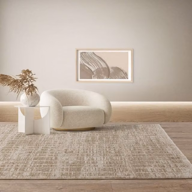 The Rug Shop UK Modern Abstract Machine Woven Area Rug in Sand and Beige, W: 200 cm, L: 300 cm