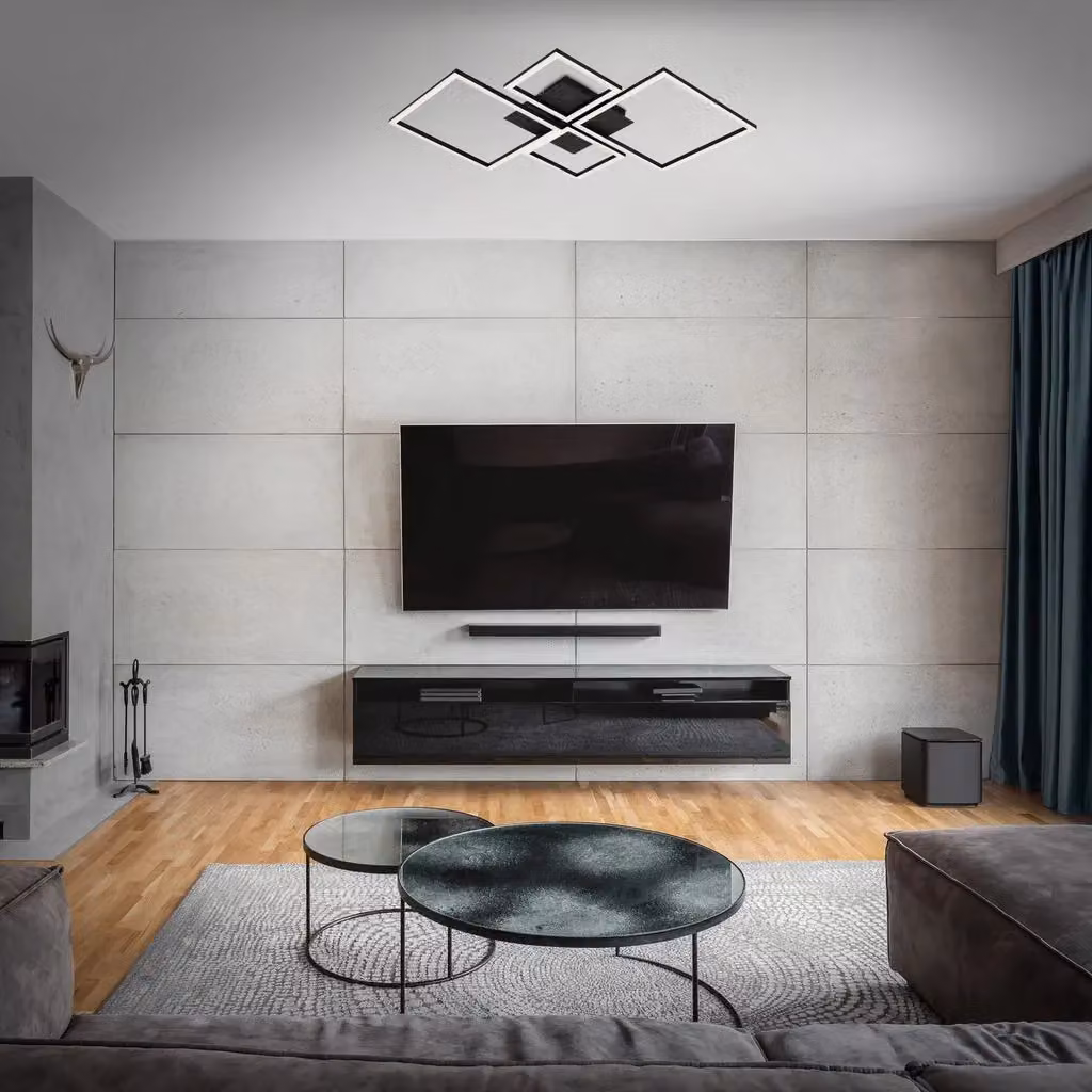 Briloner Black Modern Square CCT LED Ceiling Light with Remote Control and Dimming Function – 5