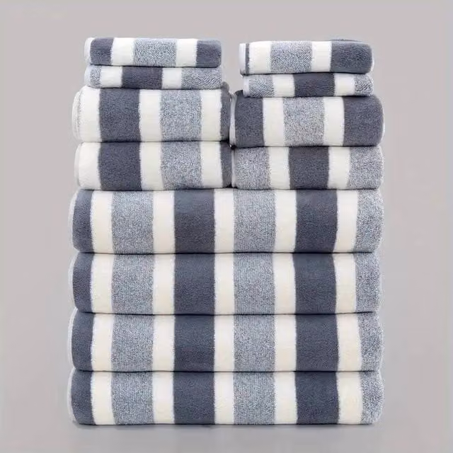 SPETLEK Grey Cotton Towel Set, Soft and Quick Drying Terry Towels
