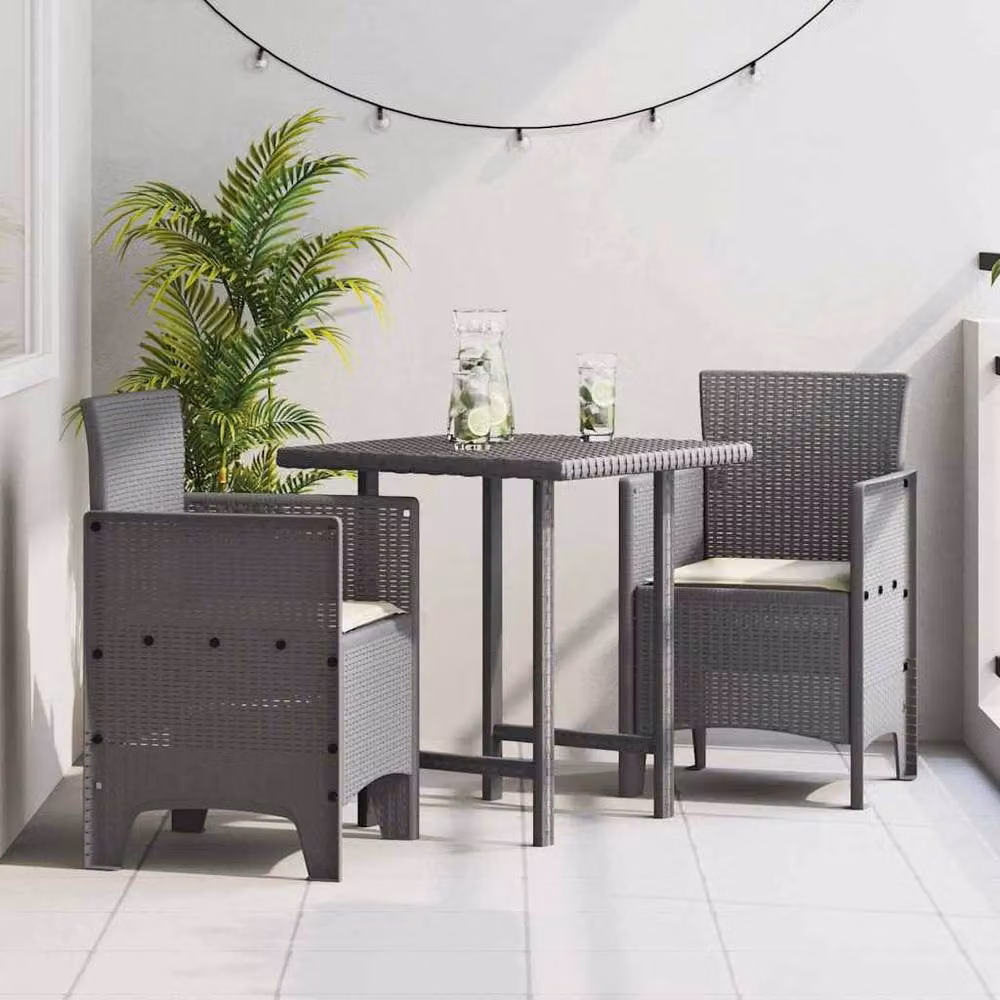 Berkfield Home Set of 2 Modern Garden Chairs in Grey and White Polypropylene and Metal – 2