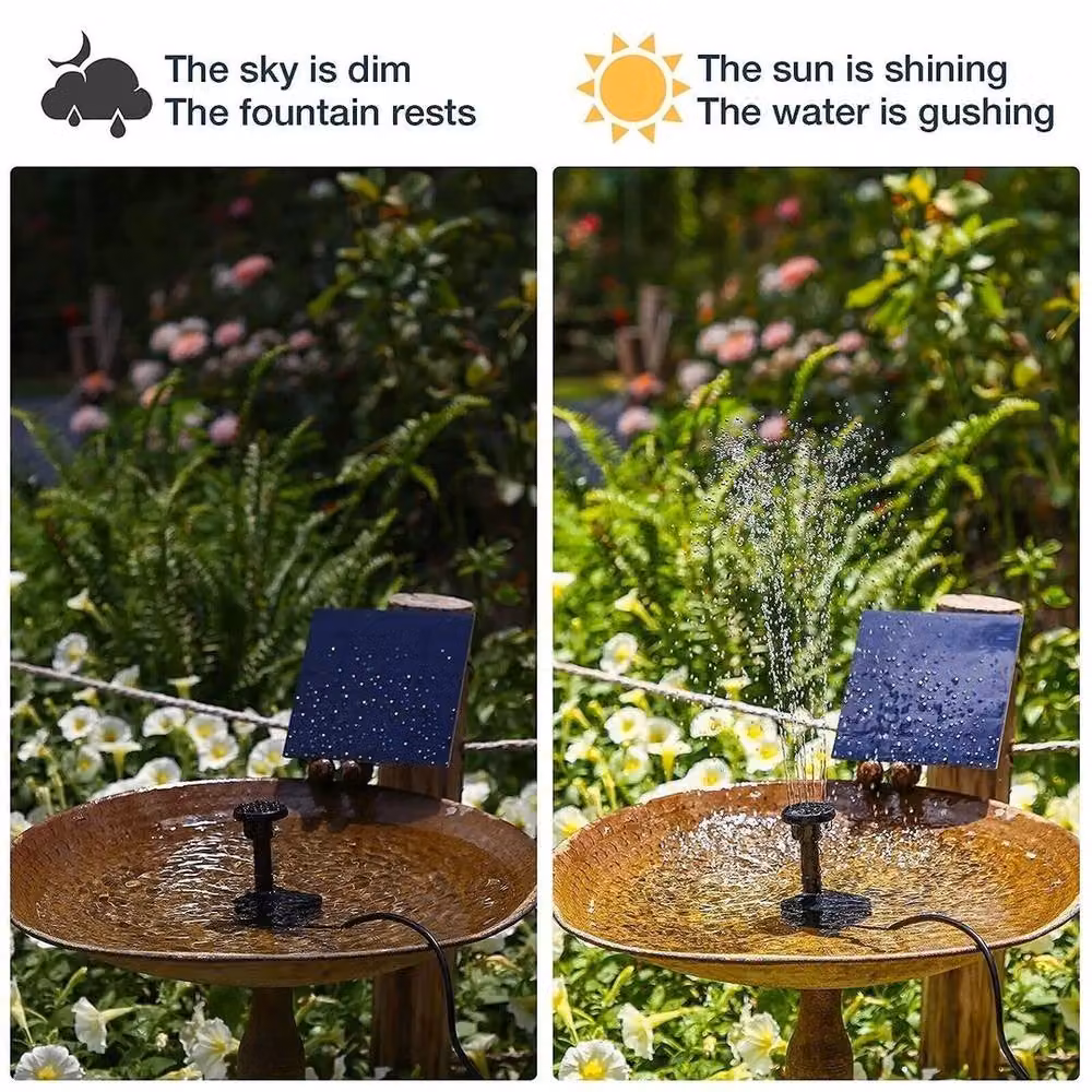 FLAVORA Solar Fountain Pump with Solar Panel for Pond Water Features, Black – 5