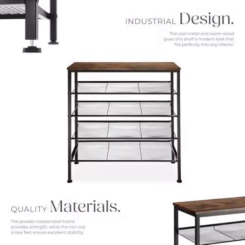 tectake 5-Tier Shoe Rack with Adjustable Shelves in Black and Brown, W/D/H: 75.5 x 30.5 x 85.5 cm – 3