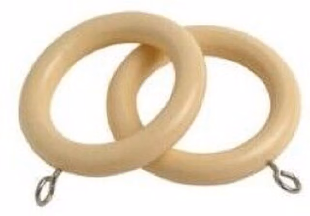 NewEdgeBlinds Wooden Curtain Pole Ring Hooks with Eyes in Beige and Orange, Pack of 8