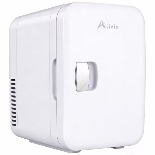 Alivio 6L Mini Portable Electronic Refrigerator in White for Drinks, Skincare and Cosmetics with AC/DC Power