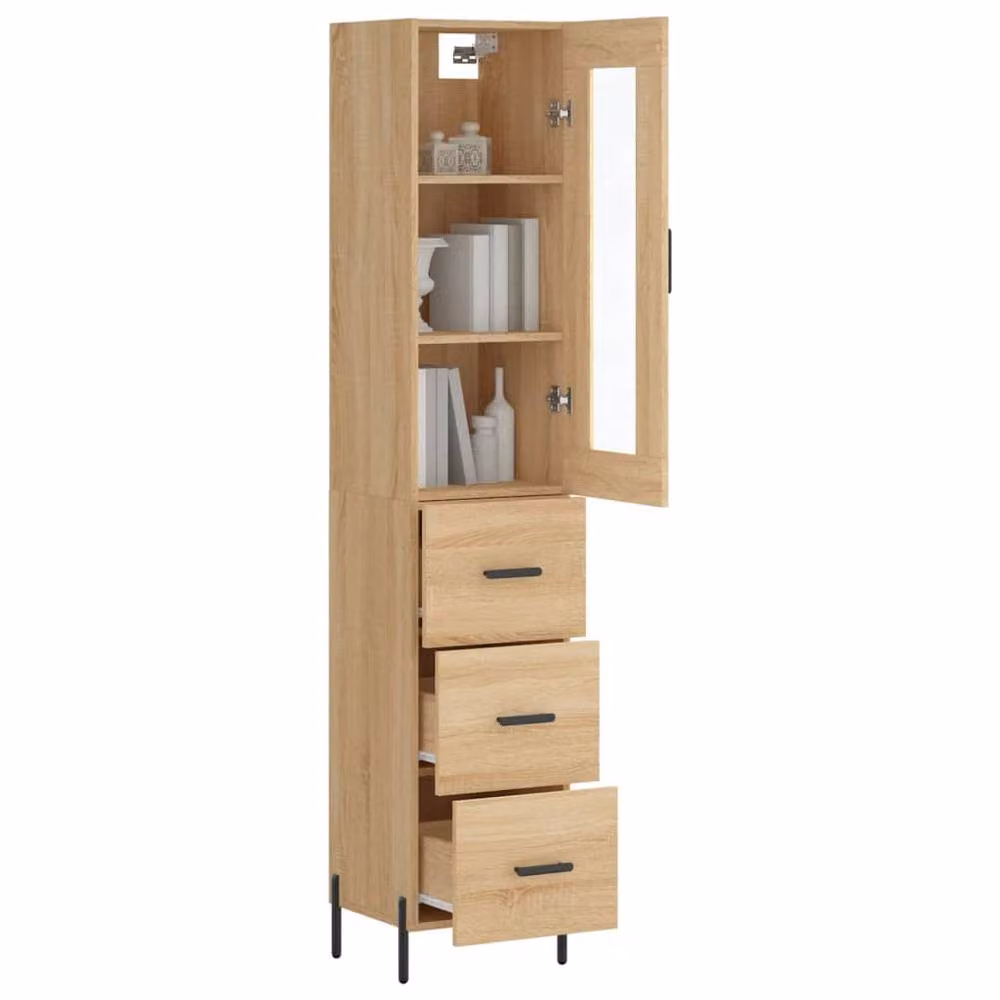 Berkfield Home Sonoma Oak Highboard in Brown, W/D/H: 34.5 x 34 x 180 cm – 3