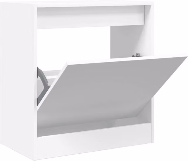Berkfield Home White MDF Shoe Cabinet with Tilting Compartments and Internal Drawers, W/D/H: 60 x 34 x 63.5 cm