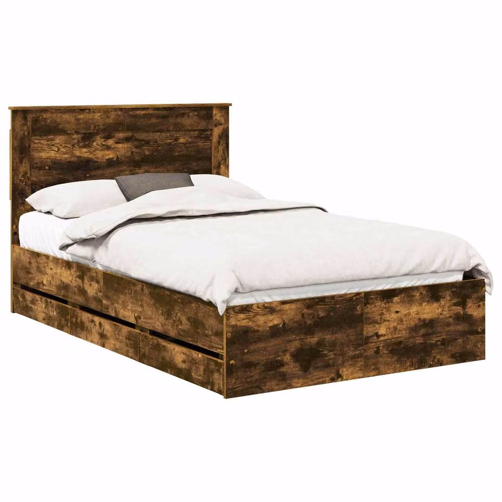 Berkfield Home Modern Bed Frame with Drawers in Smoked Oak Brown, W/D/H: 135 x 190 cm – 2