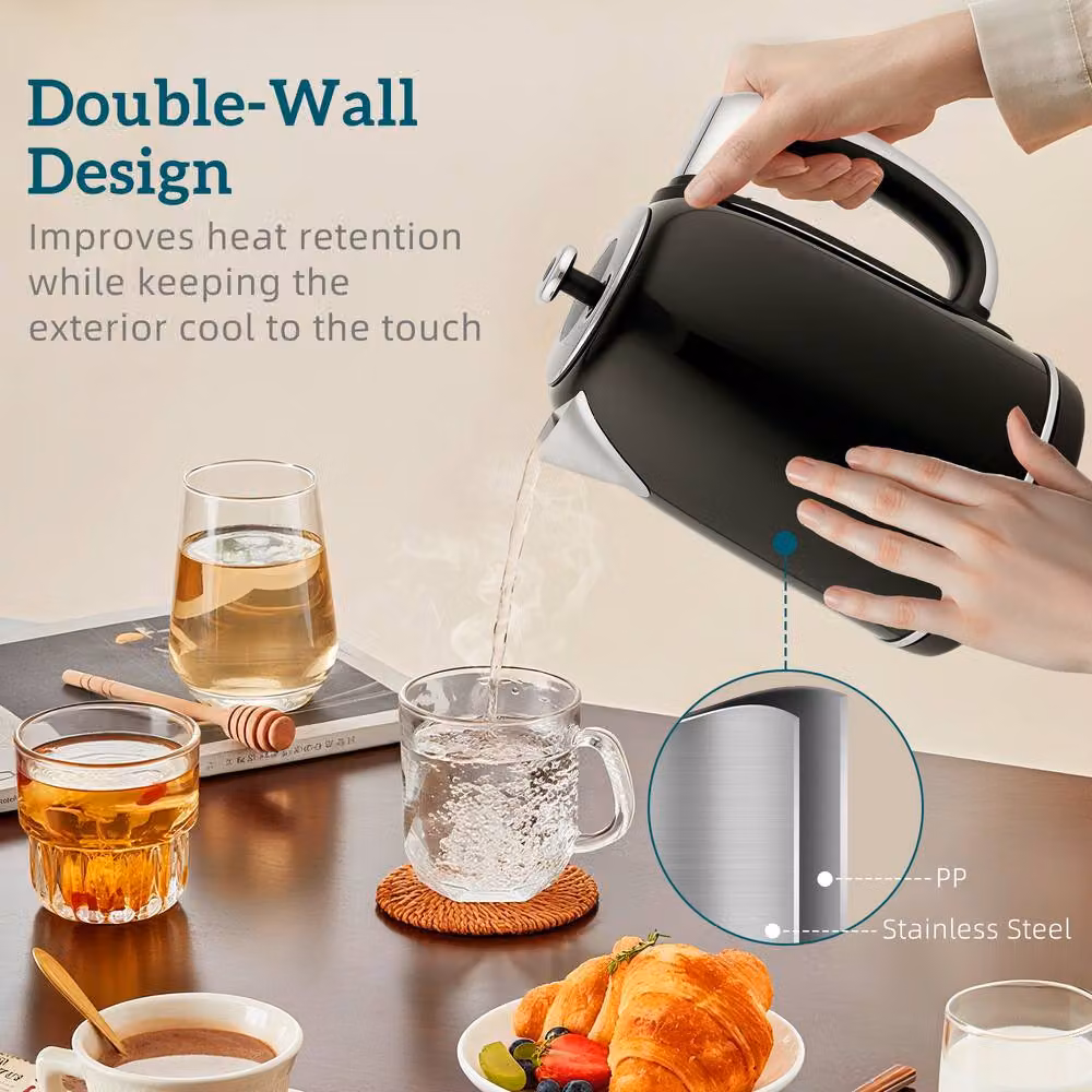 HOMCOM Black Digital Kettle 1.7l and 2 Slice Toaster Set – 3