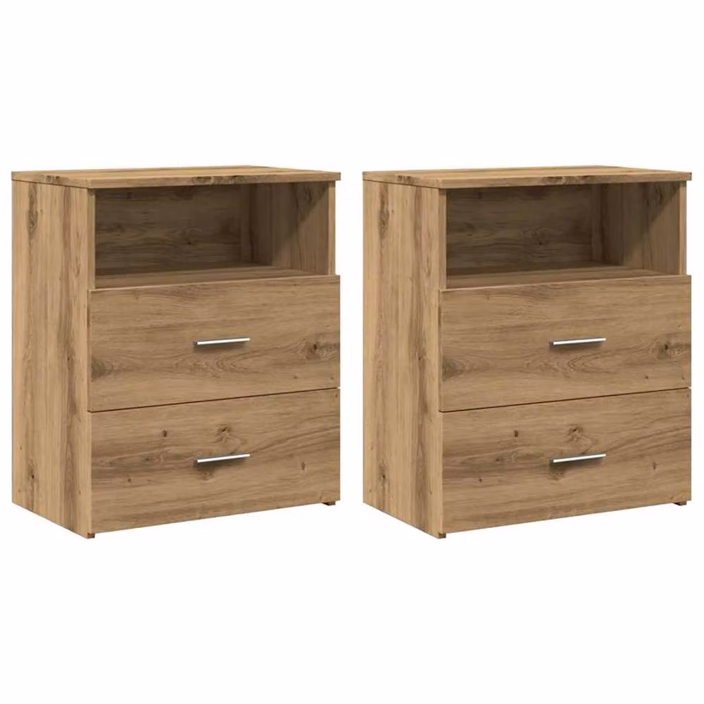 Berkfield Home Artisan Oak Bedside Cabinets, 2 Piece Set in Brown, W/D/H: 50 x 32 x 60 cm – 3