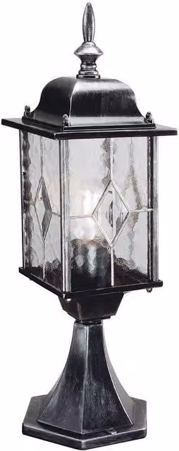 Netlighting Wexford Black and Silver Outdoor Pedestal Lantern IP43 E27