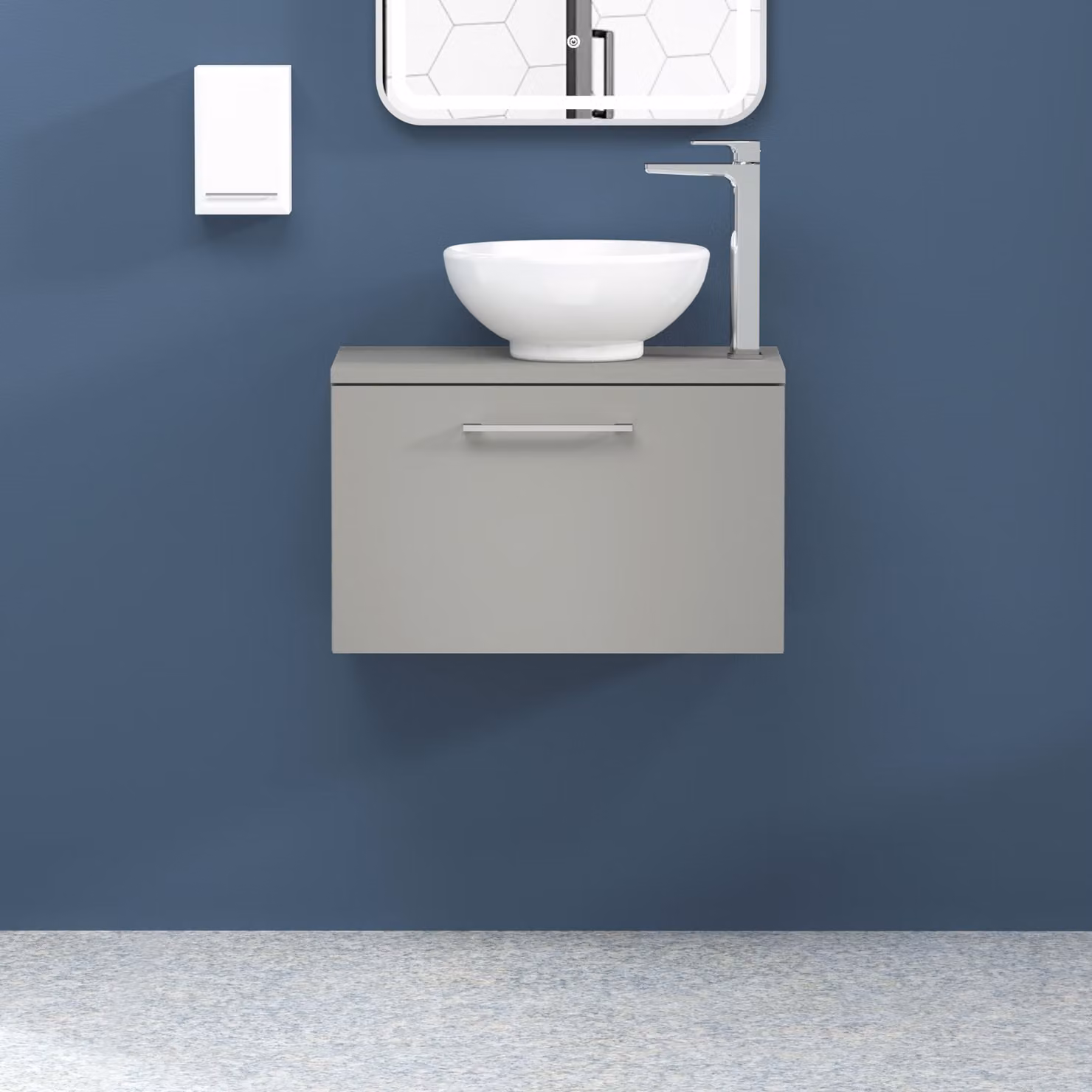 Royal Bathrooms Breeze Modena 800mm Wall Hung Vanity Unit with Countertop Basin in Satin Grey