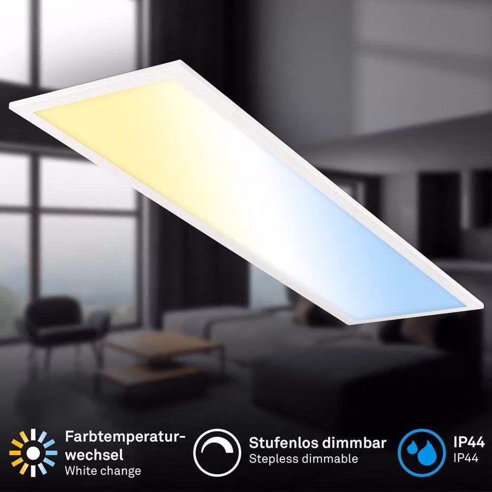 Briloner White LED Panel Bathroom Ceiling Light with Remote Control, Dimmable CCT, IP44 – 2