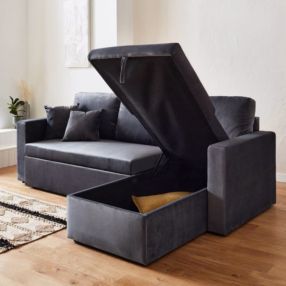 sweeek 3-Seater Reversible L-Shape Corner Sofa Bed with Storage in Grey – 5