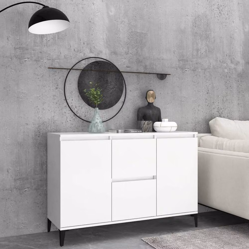 Berkfield Home White Industrial Sideboard in Matt MDF and Metal, W/D/H: 104 x 35 x 70 cm – 2