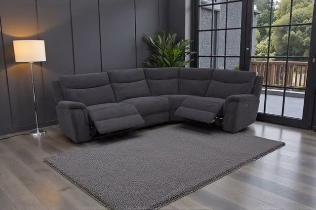 META Maverick 2 Corner L-Shape Sofa with 1 Power Recliner and USB Charging in Black – 1