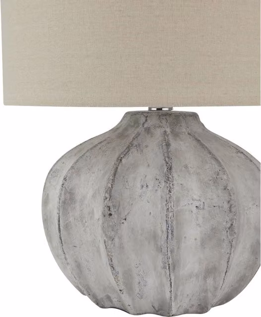 KDMK Rustic Elegance Flute Table Lamp in Stone and Beige